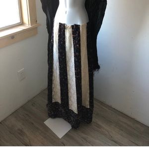 1970s velvet and lace maxi skirt